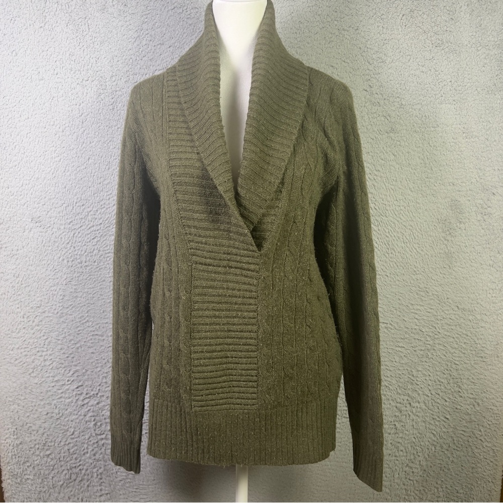 Polo Ralph Lauren Cashmere Sweater Womens Small Green Shawl Collar Pullover